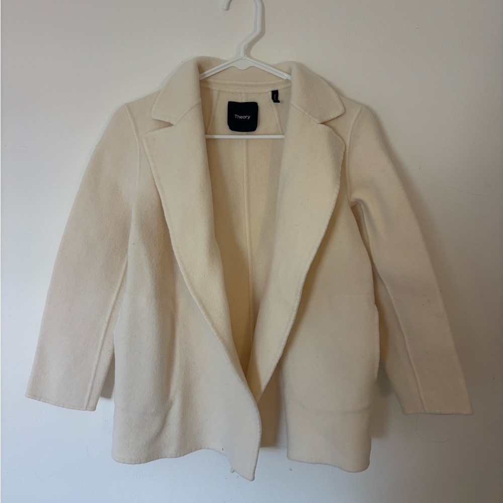 Cream Wool Theory Blazer Coat